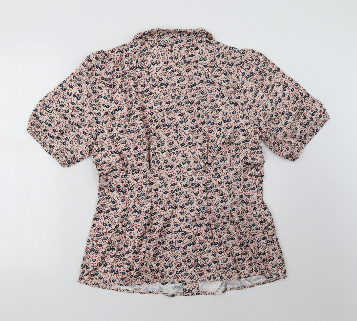 Allegra K Womens Red Floral  Basic Button-Up Size M