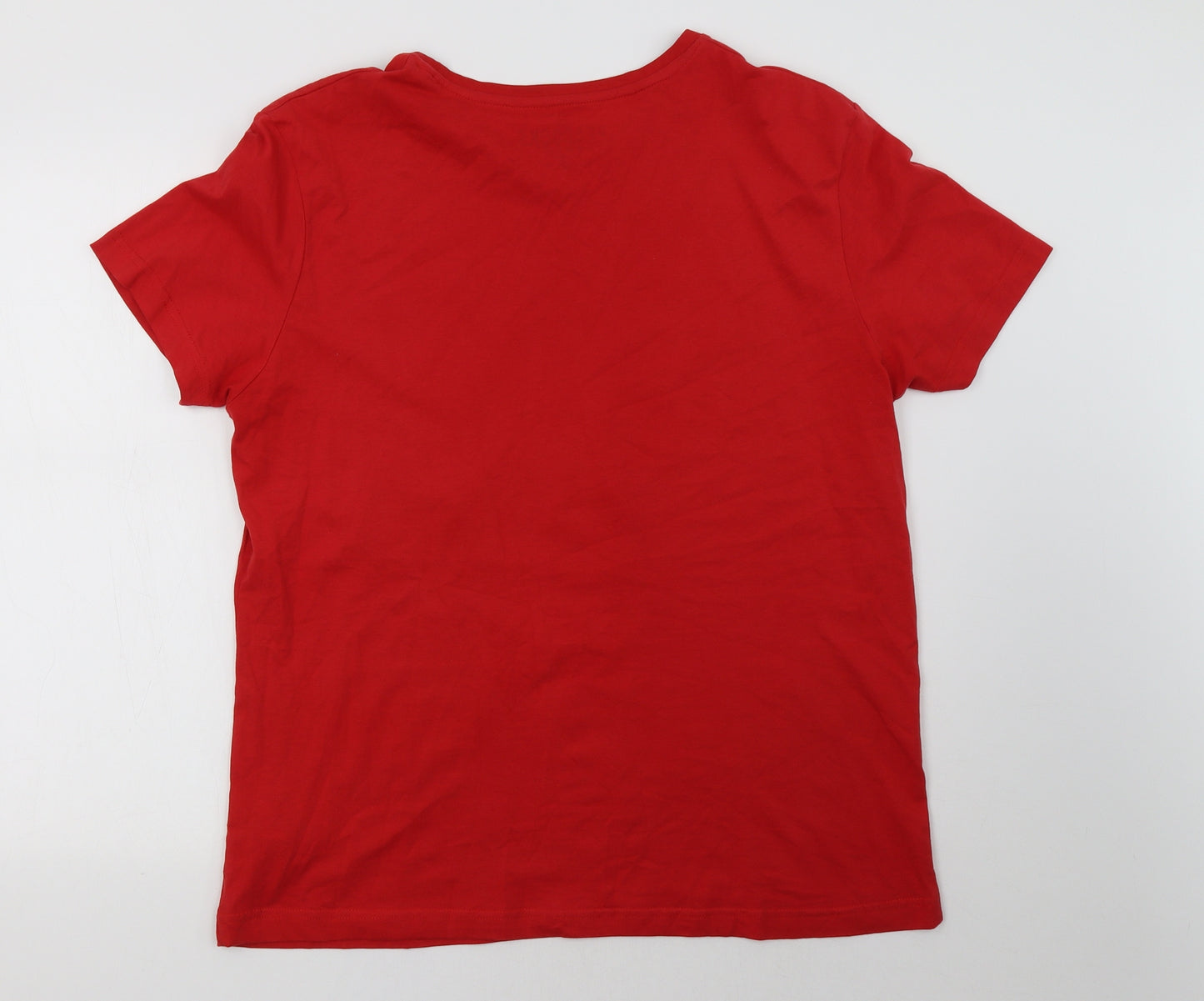 Peacocks Mens Red    T-Shirt Size L  - Christmas