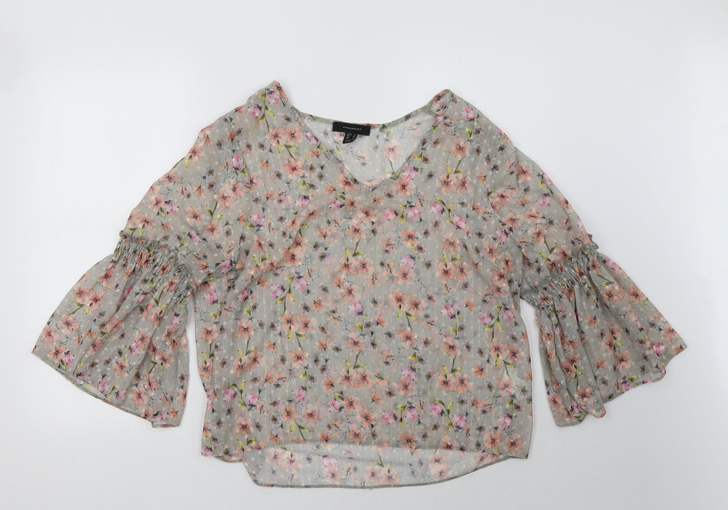Primark Womens Grey Floral  Basic Blouse Size 12