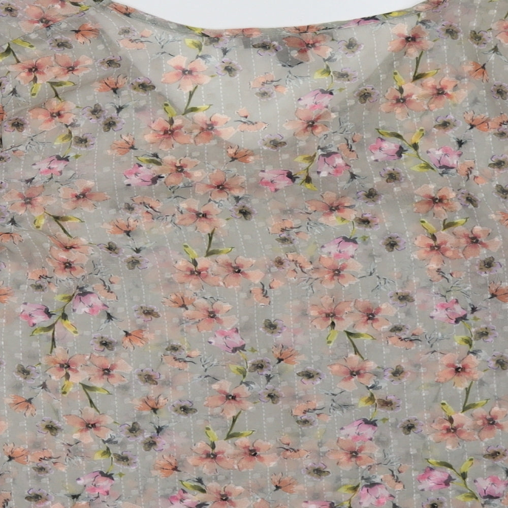 Primark Womens Grey Floral  Basic Blouse Size 12