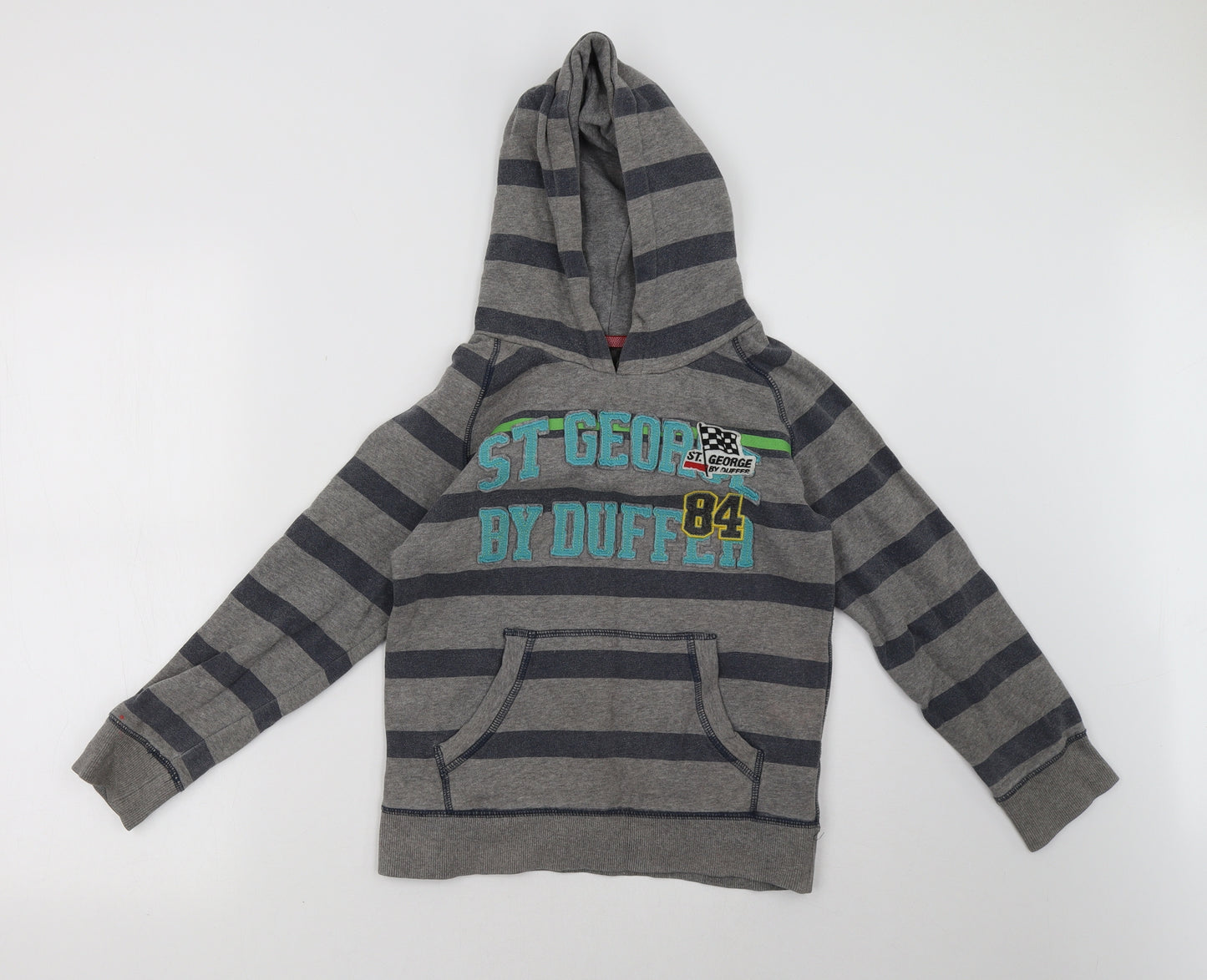 Debenhams Boys Grey Striped  Pullover Hoodie Size 9-10 Years