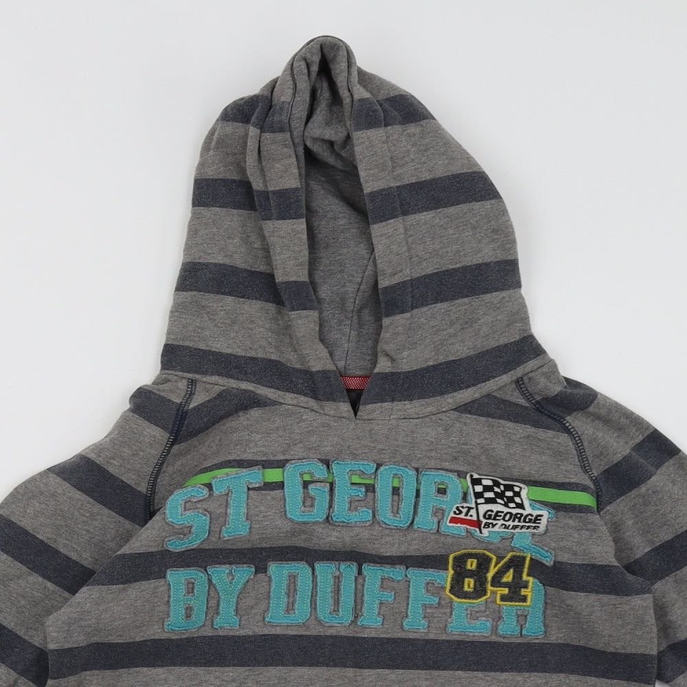 Debenhams Boys Grey Striped  Pullover Hoodie Size 9-10 Years