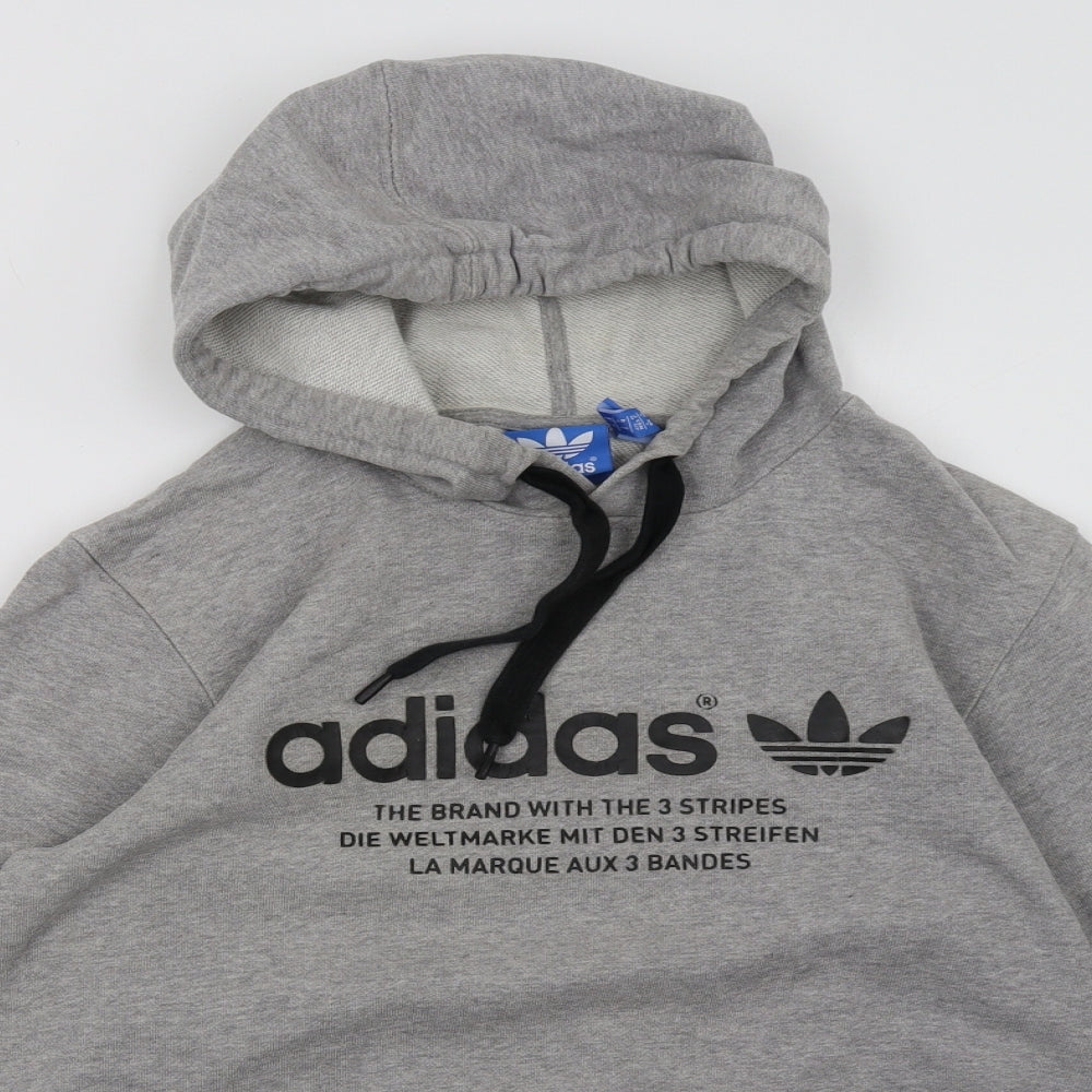 adidas Mens Grey   Pullover Hoodie Size S