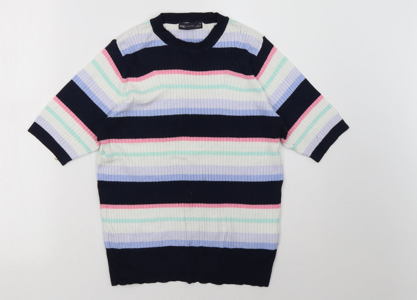 Marks and Spencer Womens Multicoloured Striped  Pullover Sweatshirt Size 12