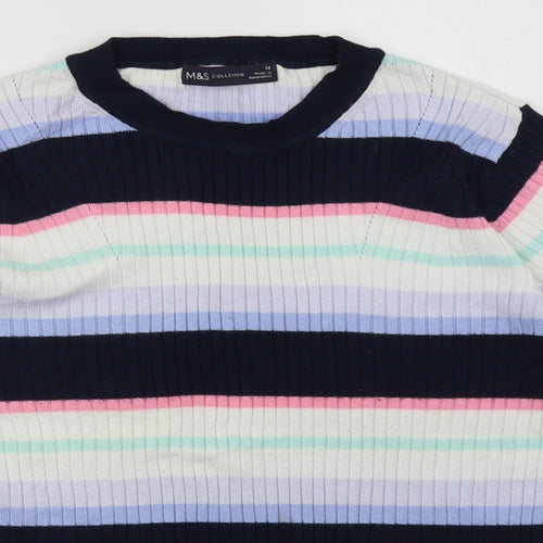 Marks and Spencer Womens Multicoloured Striped  Pullover Sweatshirt Size 12