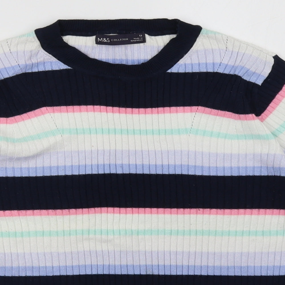 Marks and Spencer Womens Multicoloured Striped  Pullover Sweatshirt Size 12