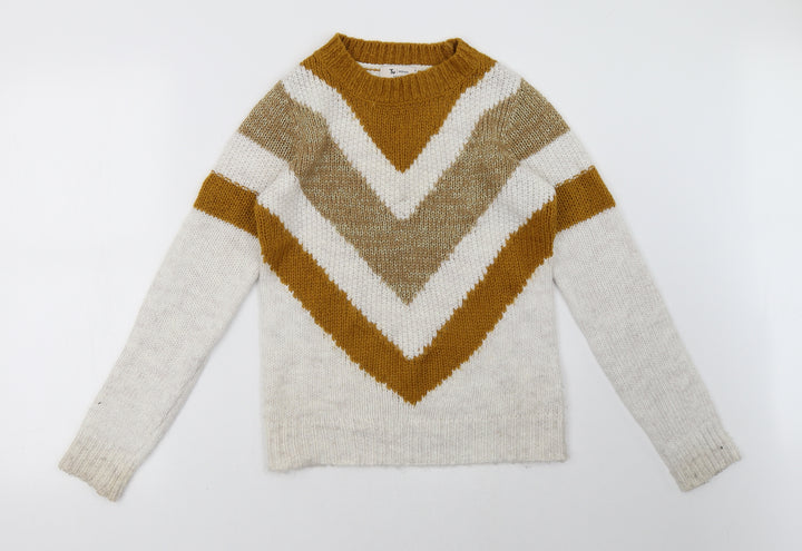 Sainsburys Womens White Striped Pullover Sweatshirt Size 6