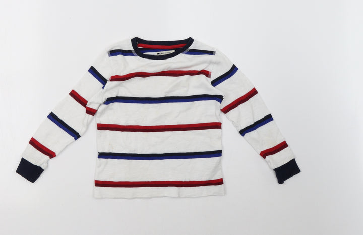 NEXT Boys White Striped  Pullover Sweatshirt Size 5 Years
