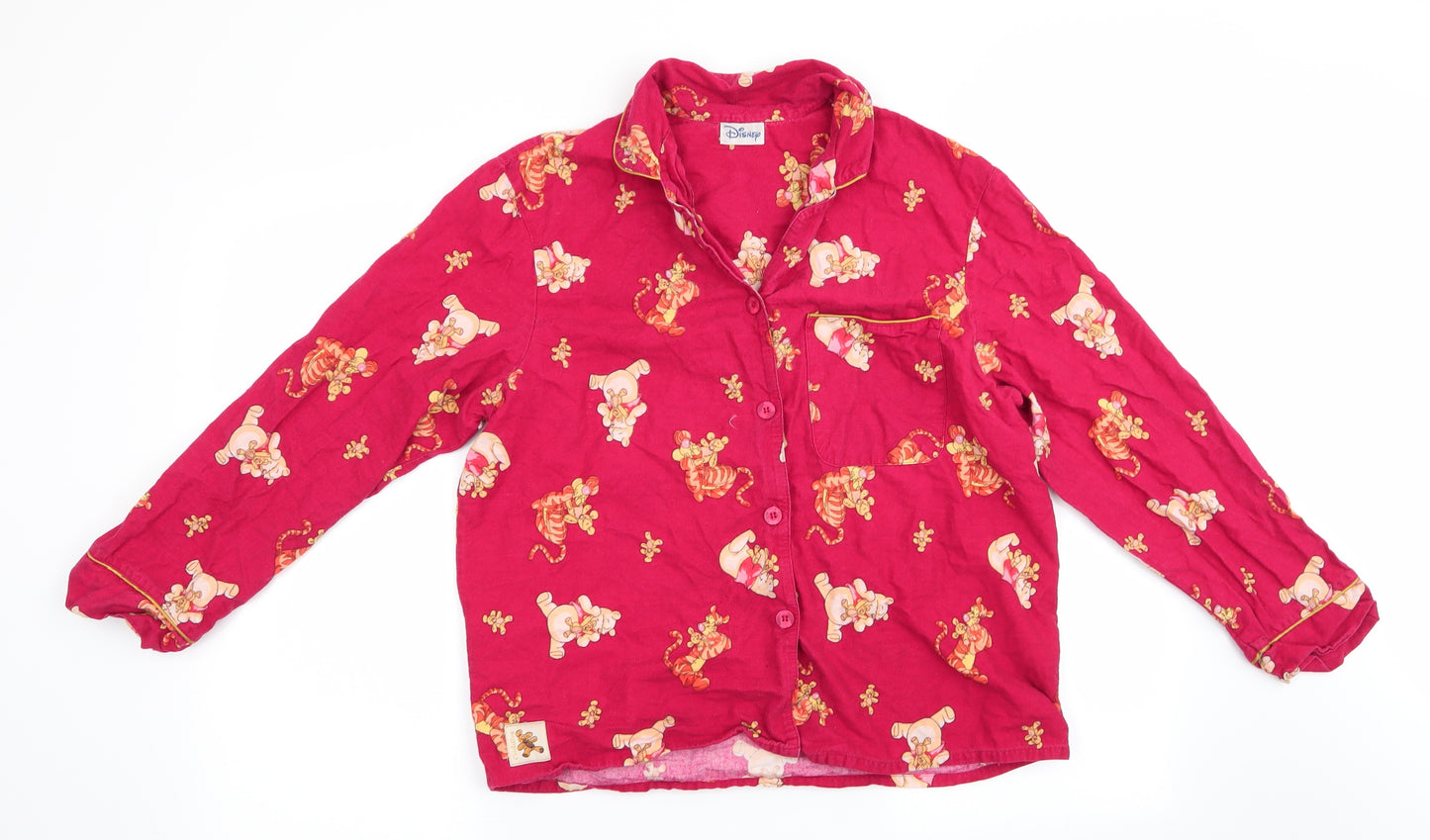 Disney Womens Red Animal Print   Pyjama Top Size 10  - Winnie The Pooh