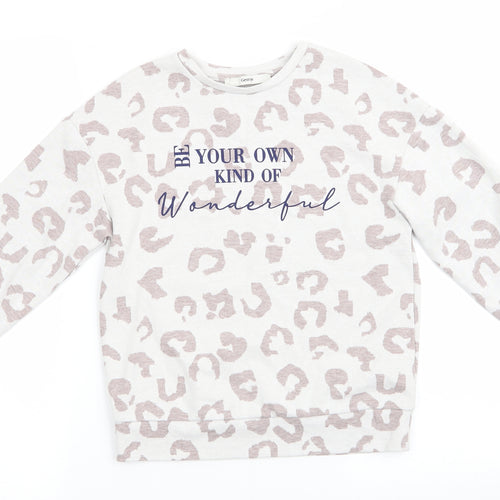 George Girls Ivory Animal Print  Pullover Sweatshirt Size 8-9 Years  - Be your own kind of wonderful Beige Blue