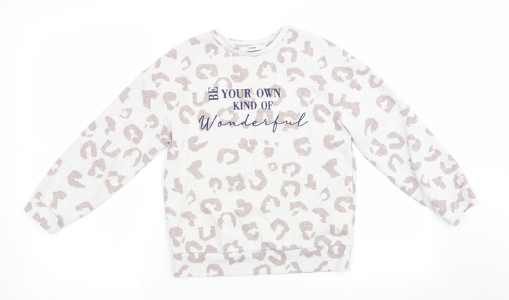 George Girls Ivory Animal Print  Pullover Sweatshirt Size 8-9 Years  - Be your own kind of wonderful Beige Blue