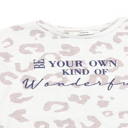 George Girls Ivory Animal Print  Pullover Sweatshirt Size 8-9 Years  - Be your own kind of wonderful Beige Blue