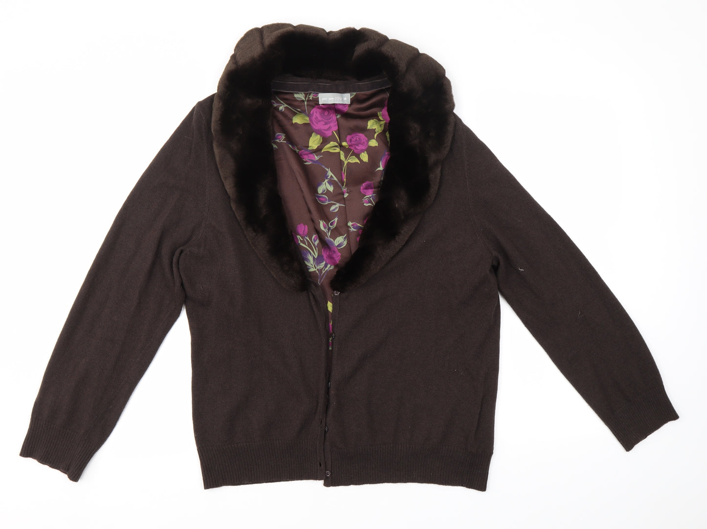 M&S Womens Brown   Cardigan Jumper Size 18