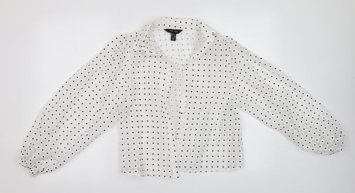 New Look Womens White Floral Basic Button-Up Size 8