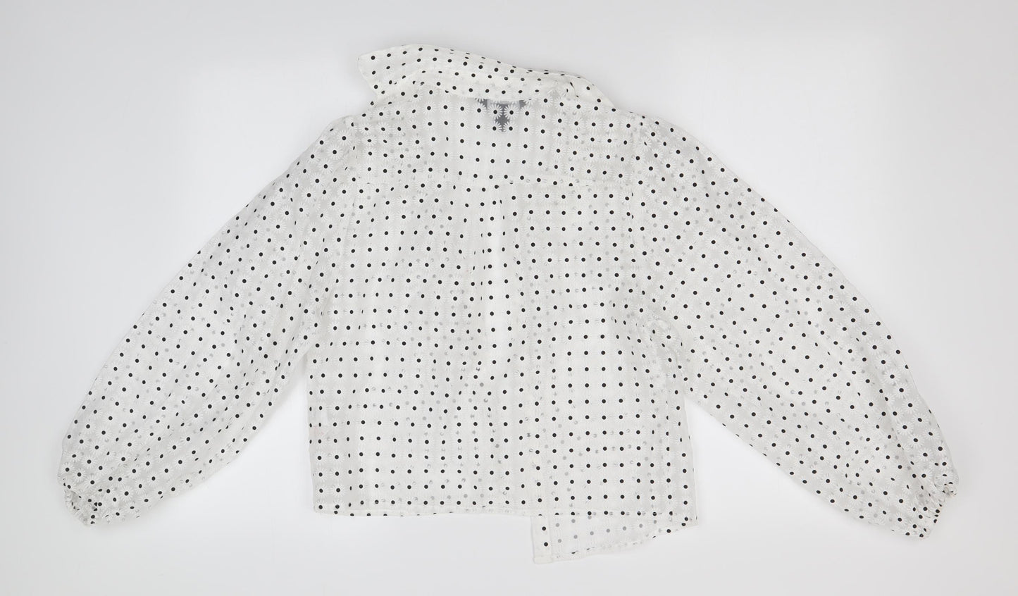New Look Womens White Floral  Basic Button-Up Size 8