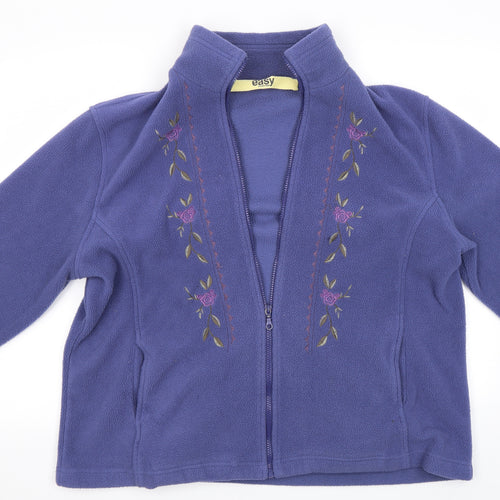 Easy Essential Womens Blue Floral  Full Zip Jumper Size L