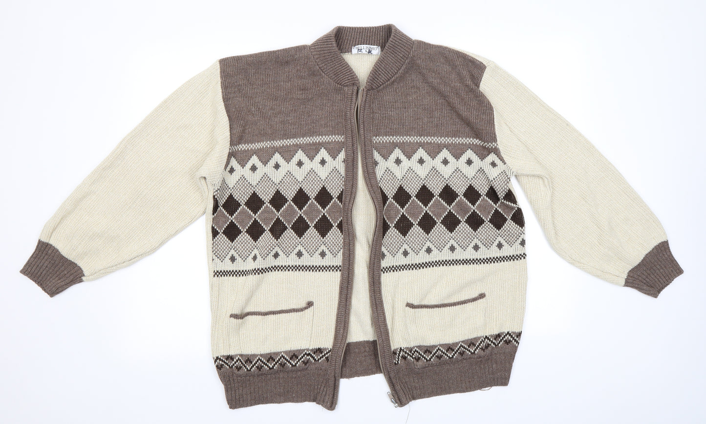 Bellisimo Mens Multicoloured   Full Zip Jumper Size L