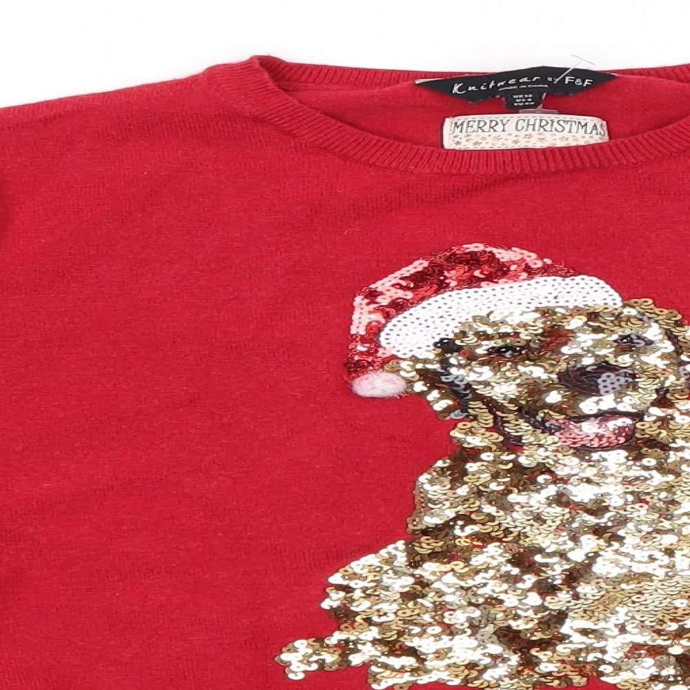 F&F Womens Red   Pullover Jumper Size 12  - Christmas