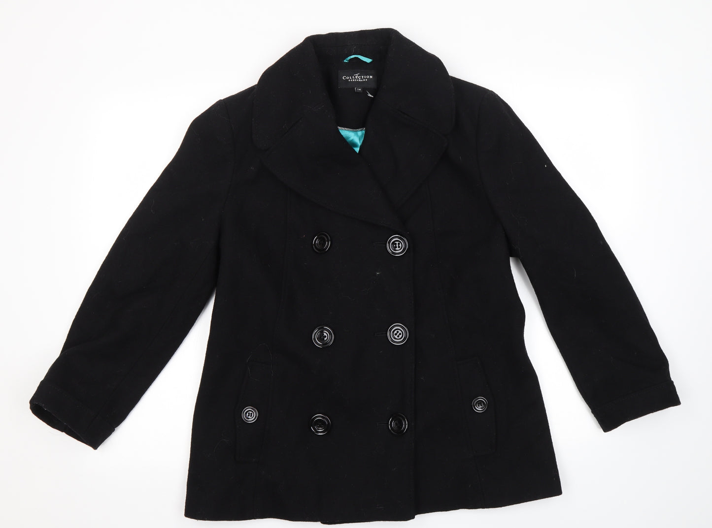 Debenhams Womens Black   Overcoat Coat Size 14