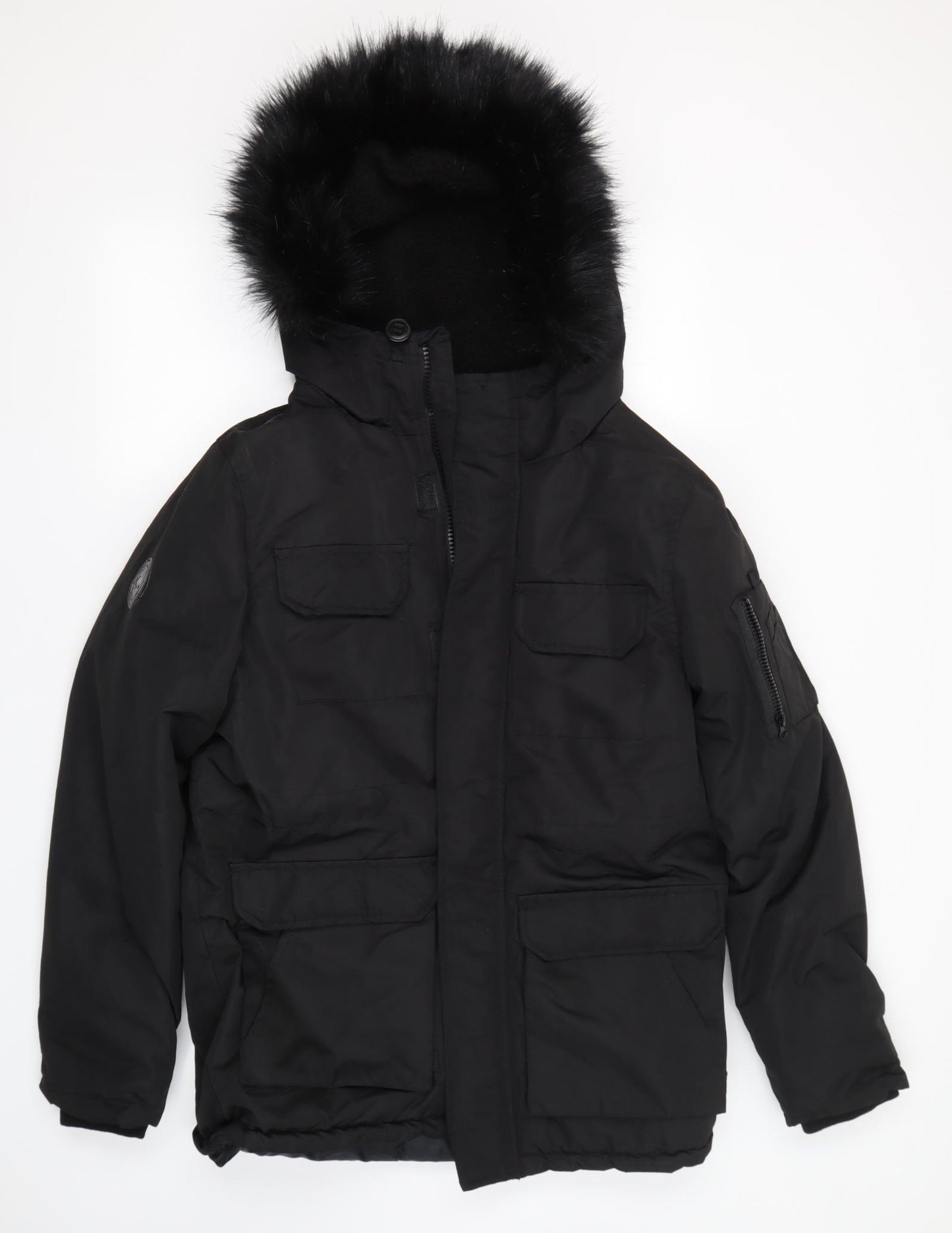 Bellfield Mens Black   Overcoat Coat Size S