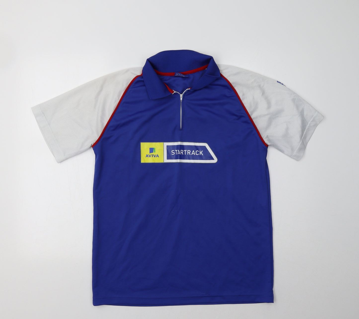 UKA Academy Mens Blue Colourblock  Basic Polo Size M