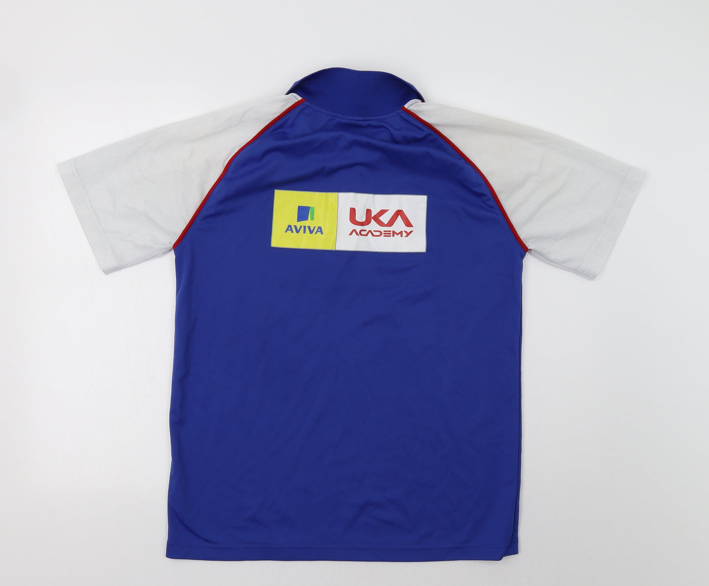 UKA Academy Mens Blue Colourblock  Basic Polo Size M
