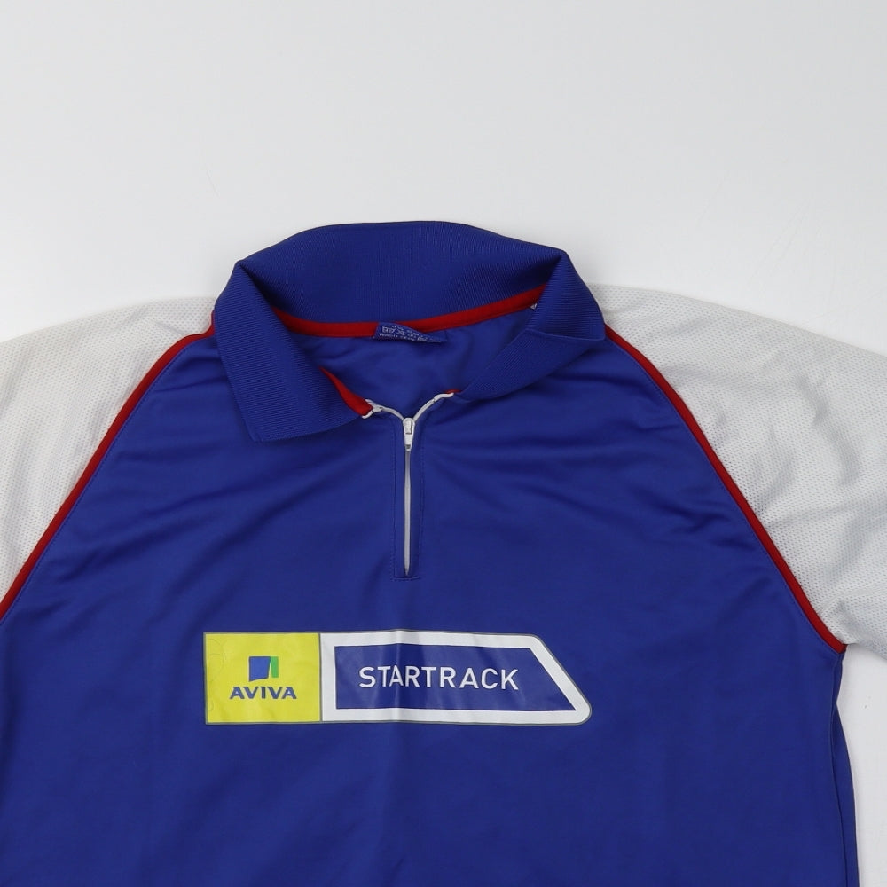 UKA Academy Mens Blue Colourblock  Basic Polo Size M