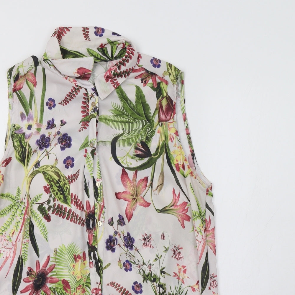 George Womens White Floral  Basic Blouse Size 16