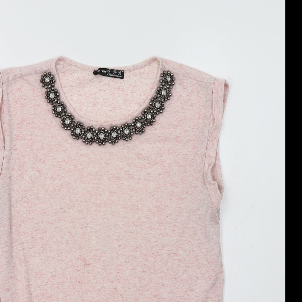 Primark Womens Pink   Basic Blouse Size 8  - Embellished Collar