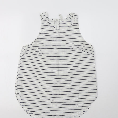 Stradivarius Womens White Striped  Basic Tank Size L