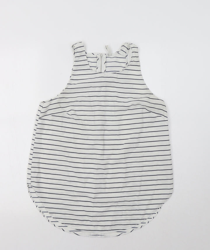 Stradivarius Womens White Striped Basic Tank Size L