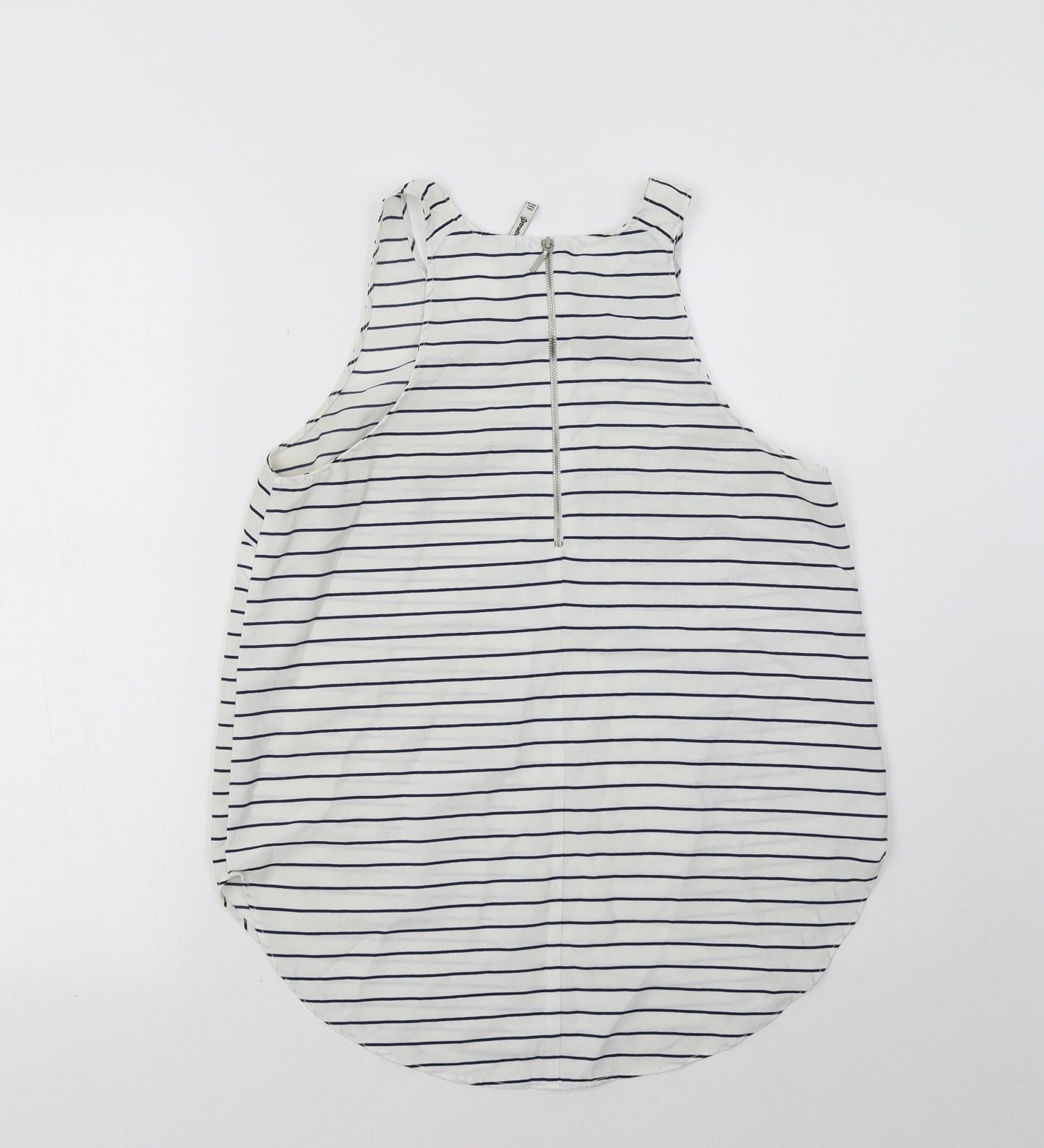 Stradivarius Womens White Striped  Basic Tank Size L