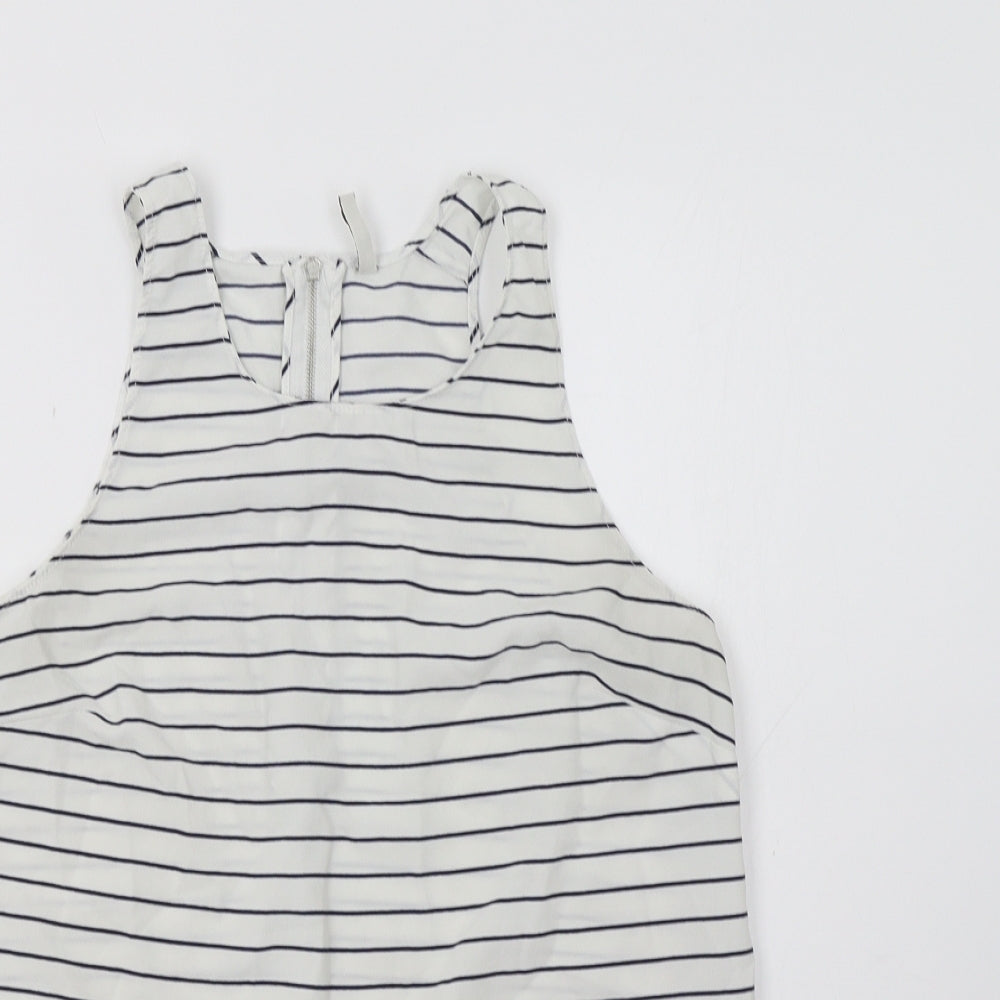 Stradivarius Womens White Striped  Basic Tank Size L
