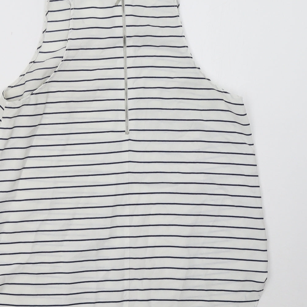 Stradivarius Womens White Striped  Basic Tank Size L