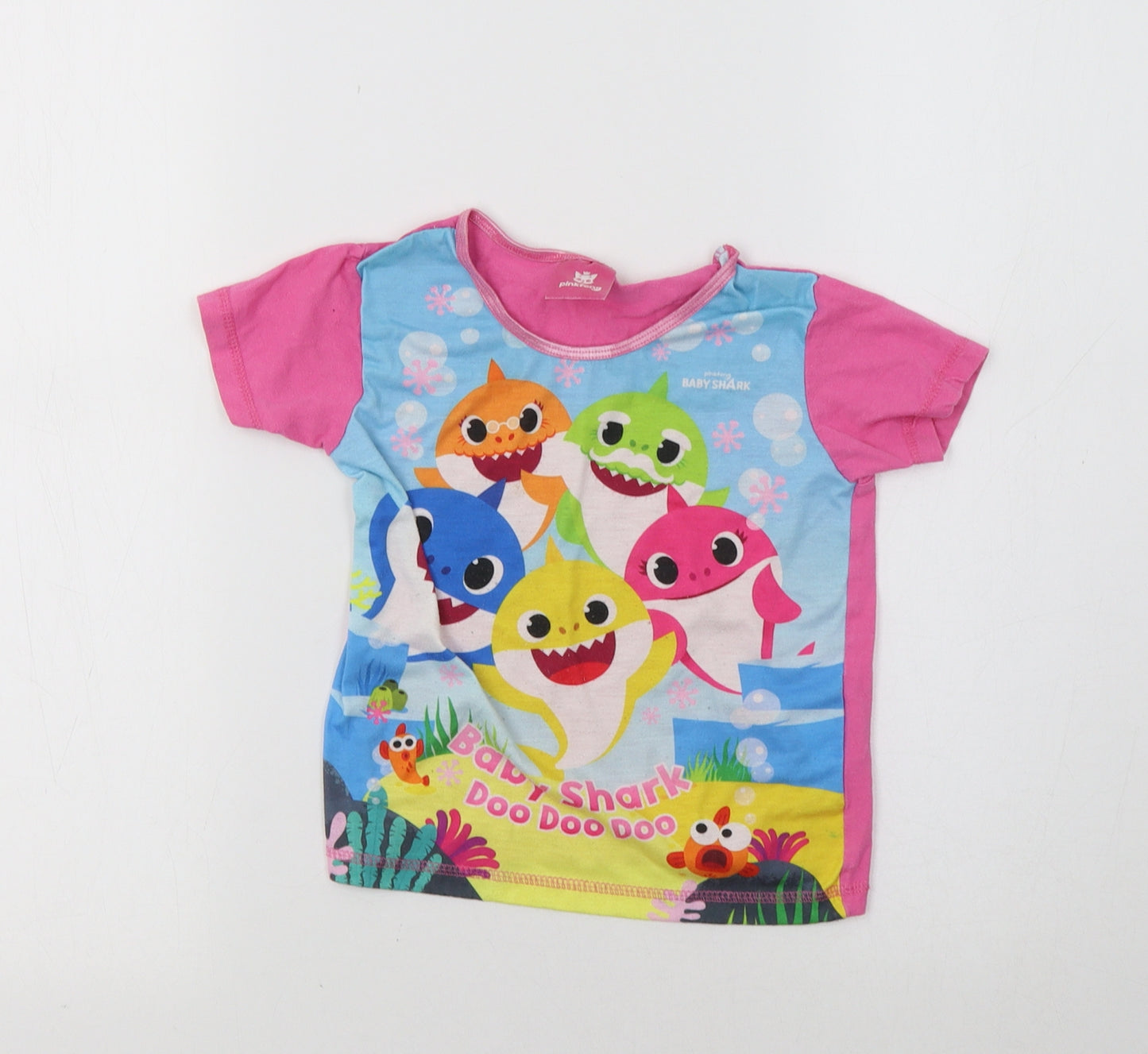 Pinkfong Girls Pink Geometric  Basic T-Shirt Size 2-3 Years  - Baby Shark