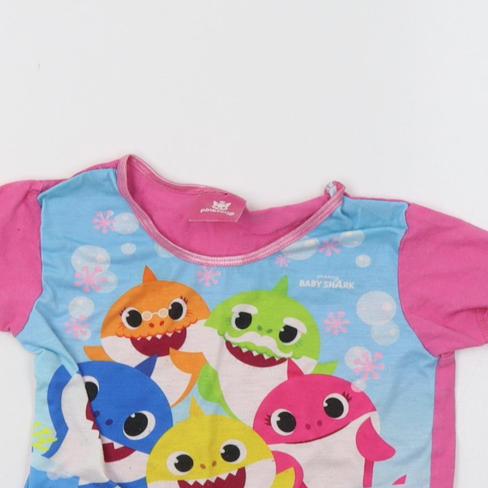 Pinkfong Girls Pink Geometric  Basic T-Shirt Size 2-3 Years  - Baby Shark