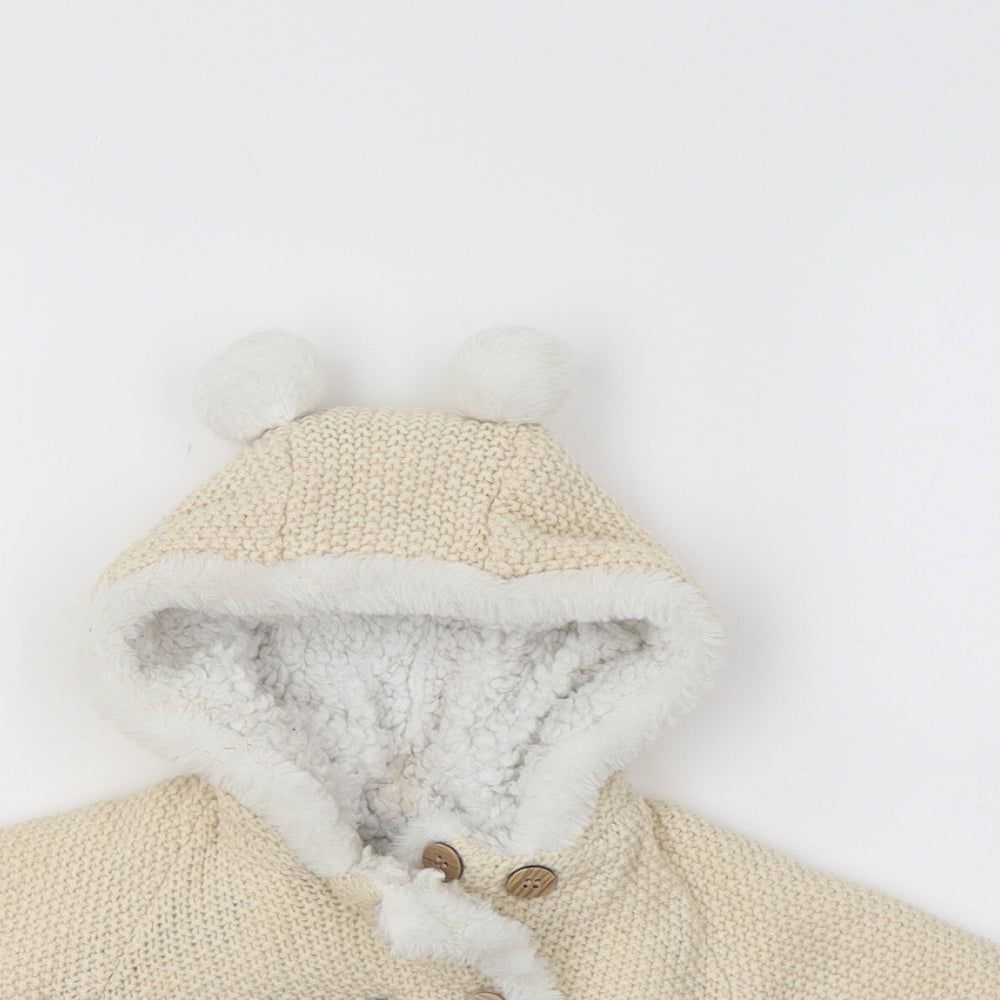 Nutmeg Baby Beige   Jacket  Size 3-6 Months  - Bear Hood