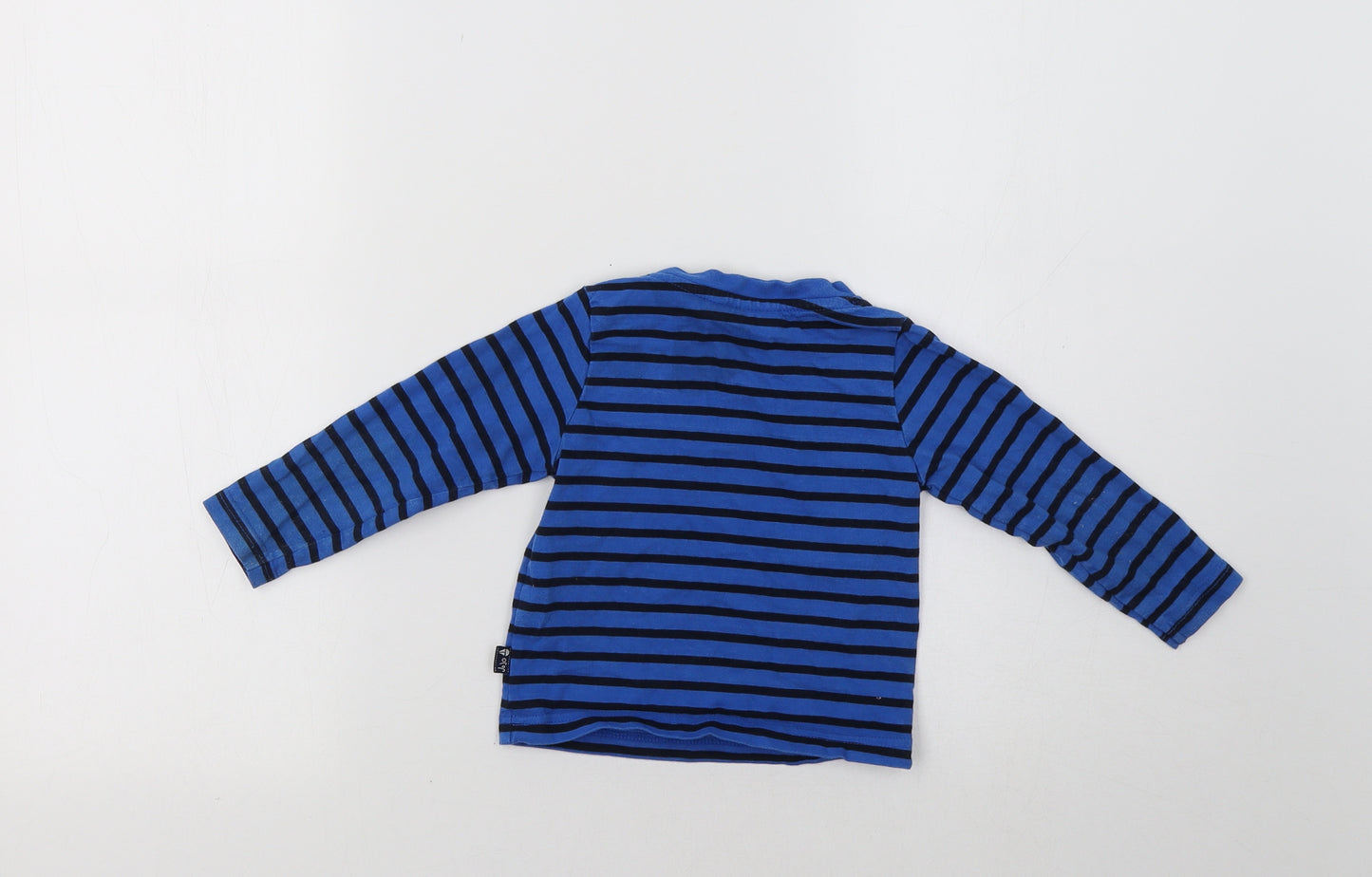 JoJo Maman Bébé Baby Blue Striped  Basic T-Shirt Size 12-18 Months