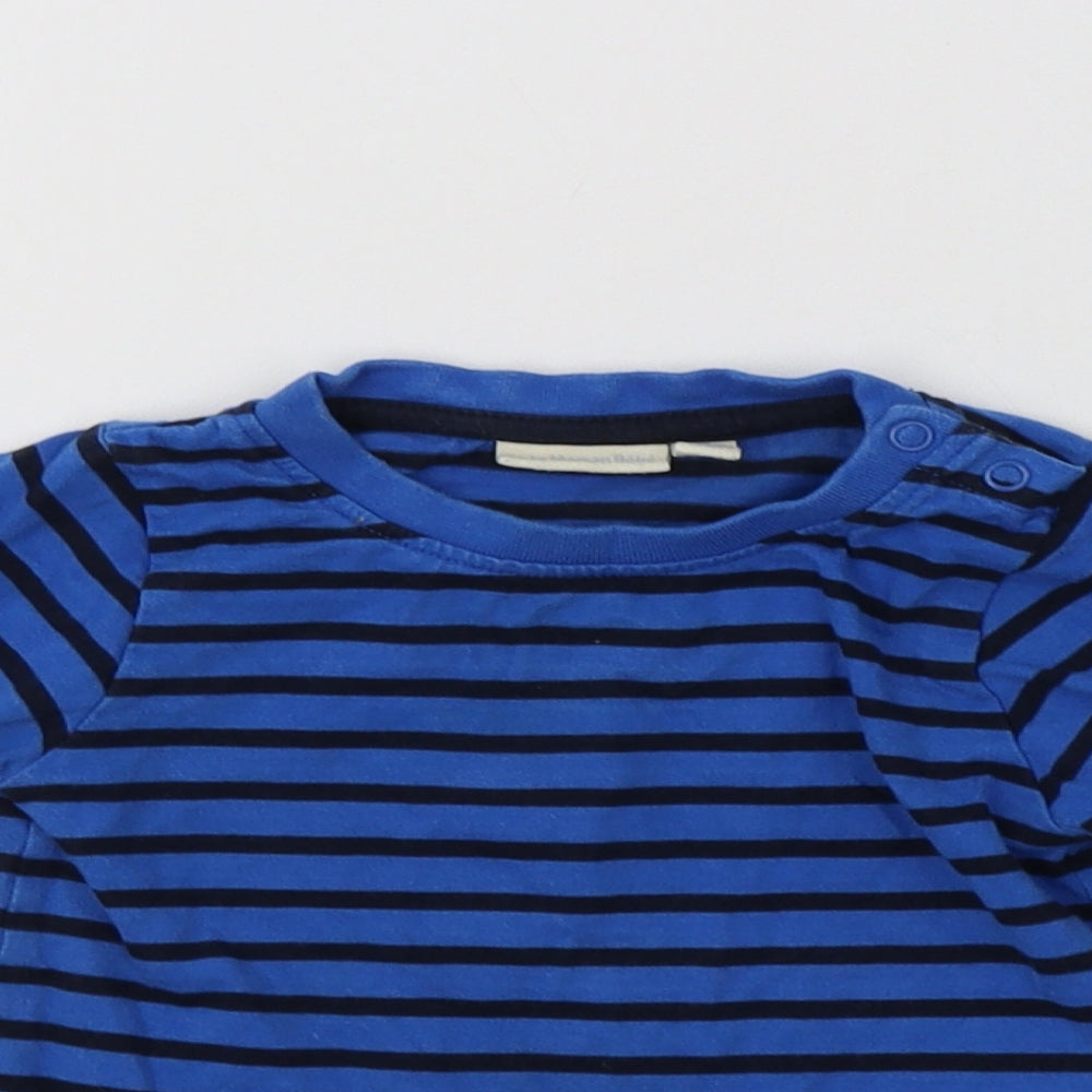JoJo Maman Bébé Baby Blue Striped  Basic T-Shirt Size 12-18 Months