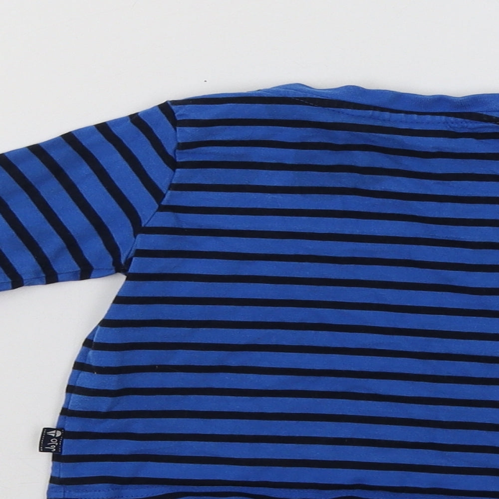 JoJo Maman Bébé Baby Blue Striped  Basic T-Shirt Size 12-18 Months