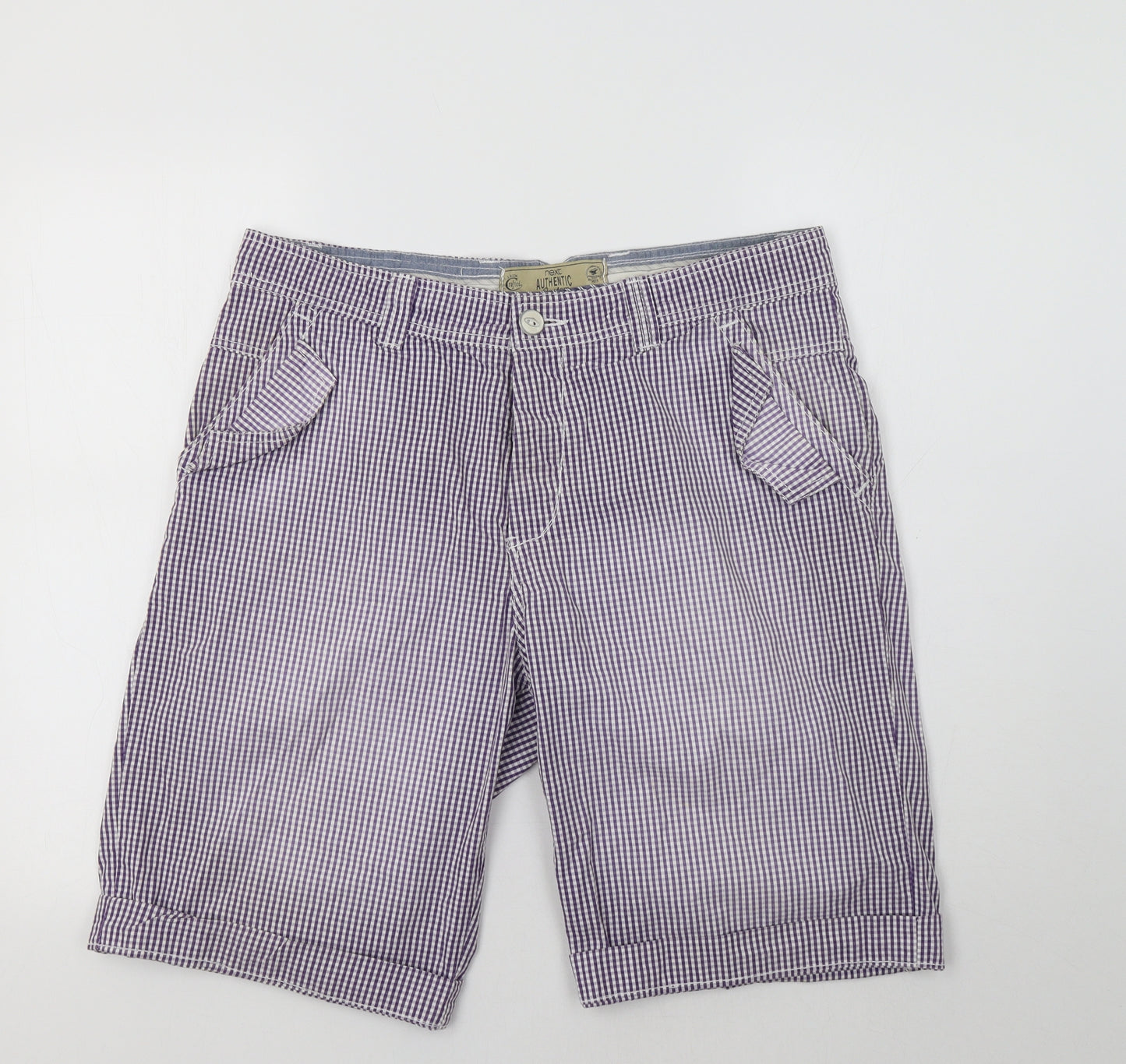 NEXT Mens Purple Check  Chino Shorts Size 34