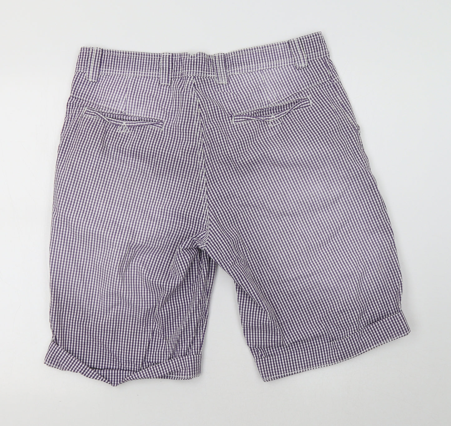 NEXT Mens Purple Check  Chino Shorts Size 34