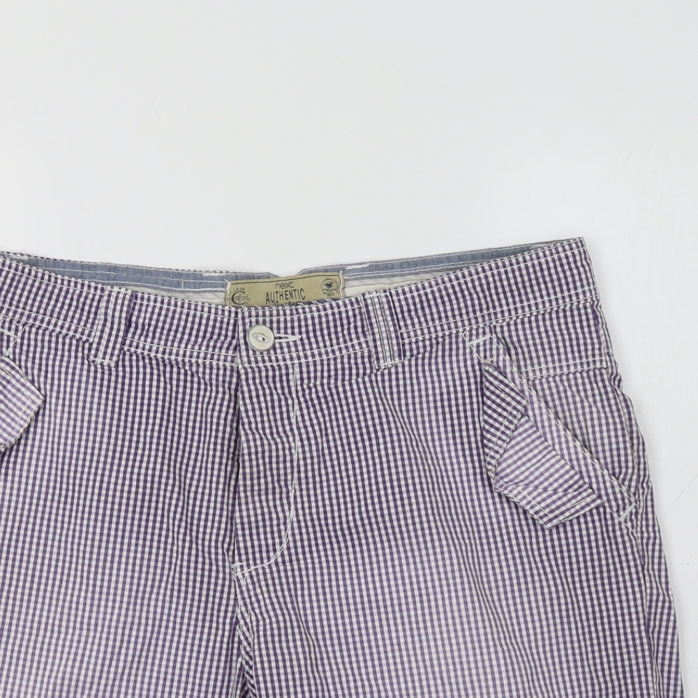 NEXT Mens Purple Check  Chino Shorts Size 34