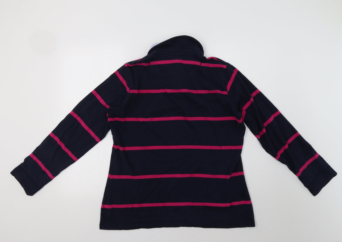 M&S Womens Blue Striped  Basic Polo Size 16