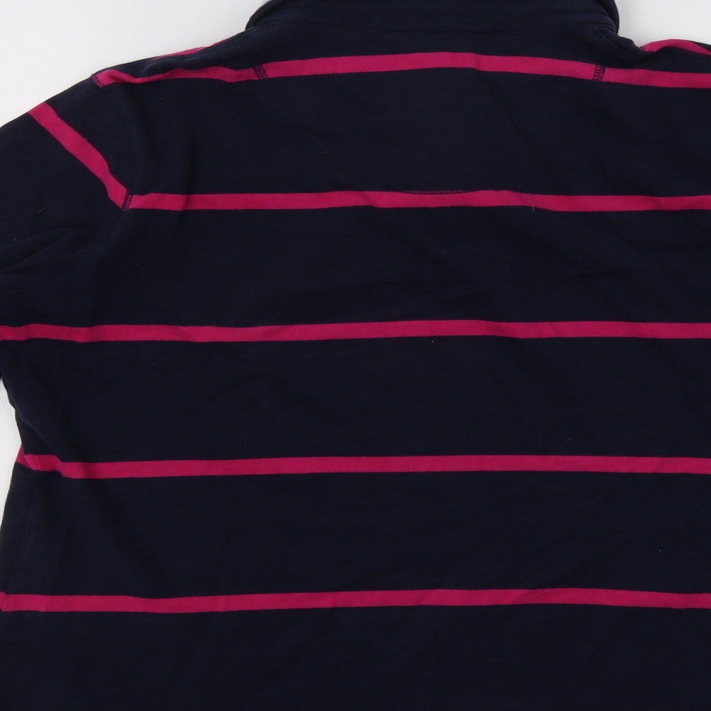 M&S Womens Blue Striped  Basic Polo Size 16