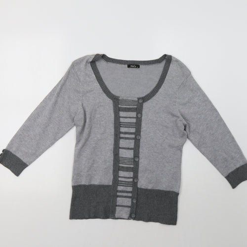 M&Co Womens Grey Striped  Pullover Jumper Size M
