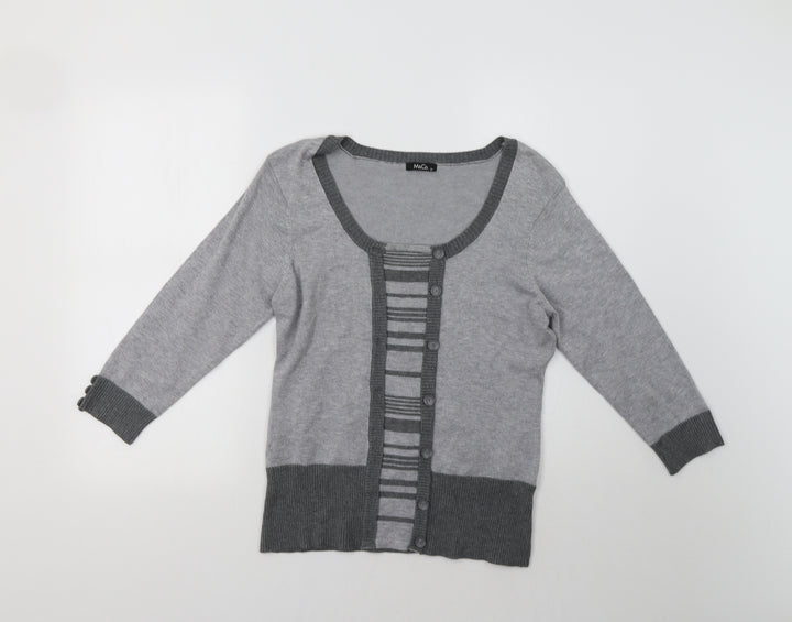M&Co Womens Grey Striped Pullover Jumper Size M