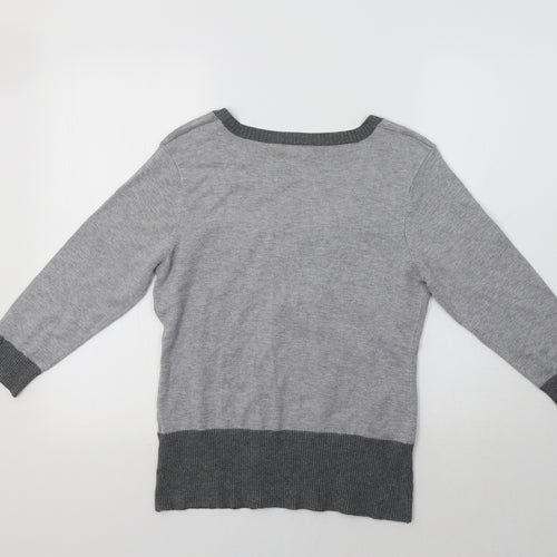 M&Co Womens Grey Striped  Pullover Jumper Size M