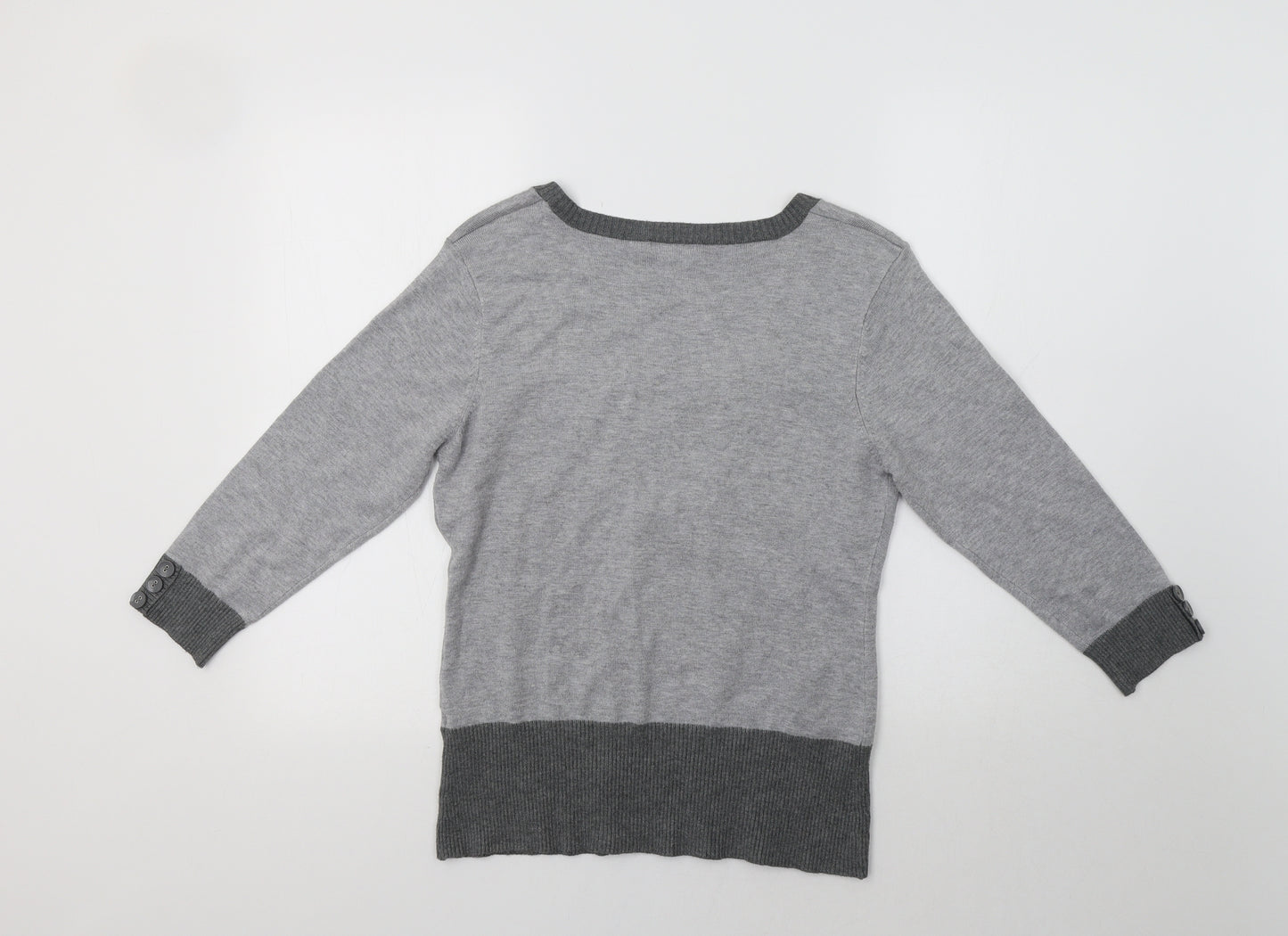 M&Co Womens Grey Striped  Pullover Jumper Size M