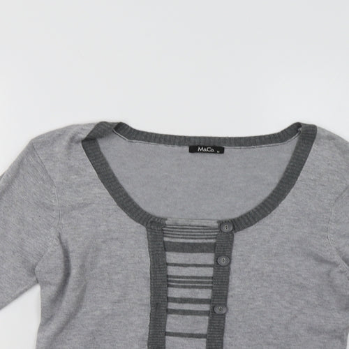 M&Co Womens Grey Striped  Pullover Jumper Size M